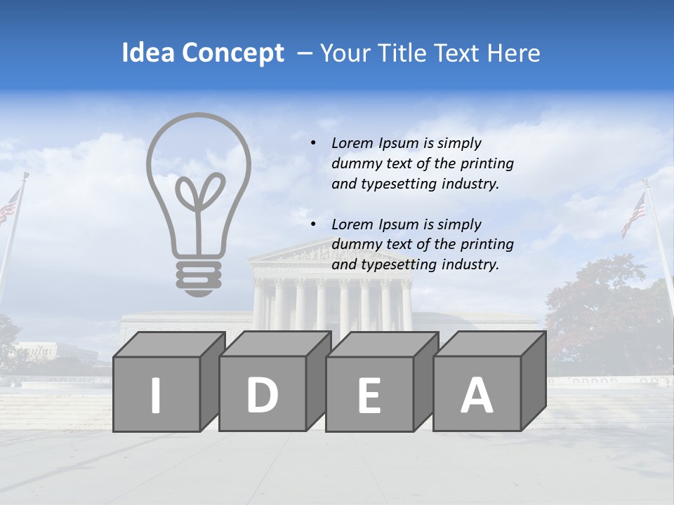 A Large Building With Columns And Flags In Front Of It PowerPoint Template
