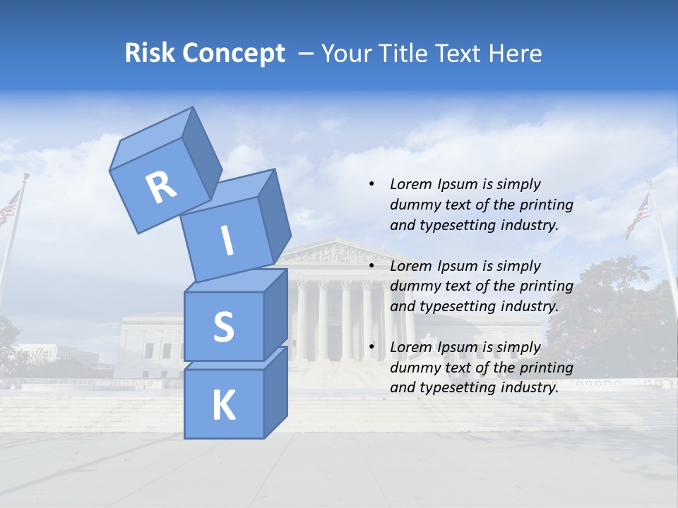 A Large Building With Columns And Flags In Front Of It PowerPoint Template