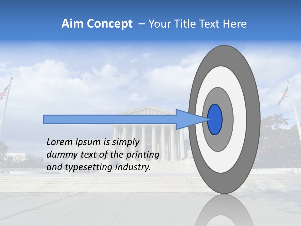 A Large Building With Columns And Flags In Front Of It PowerPoint Template
