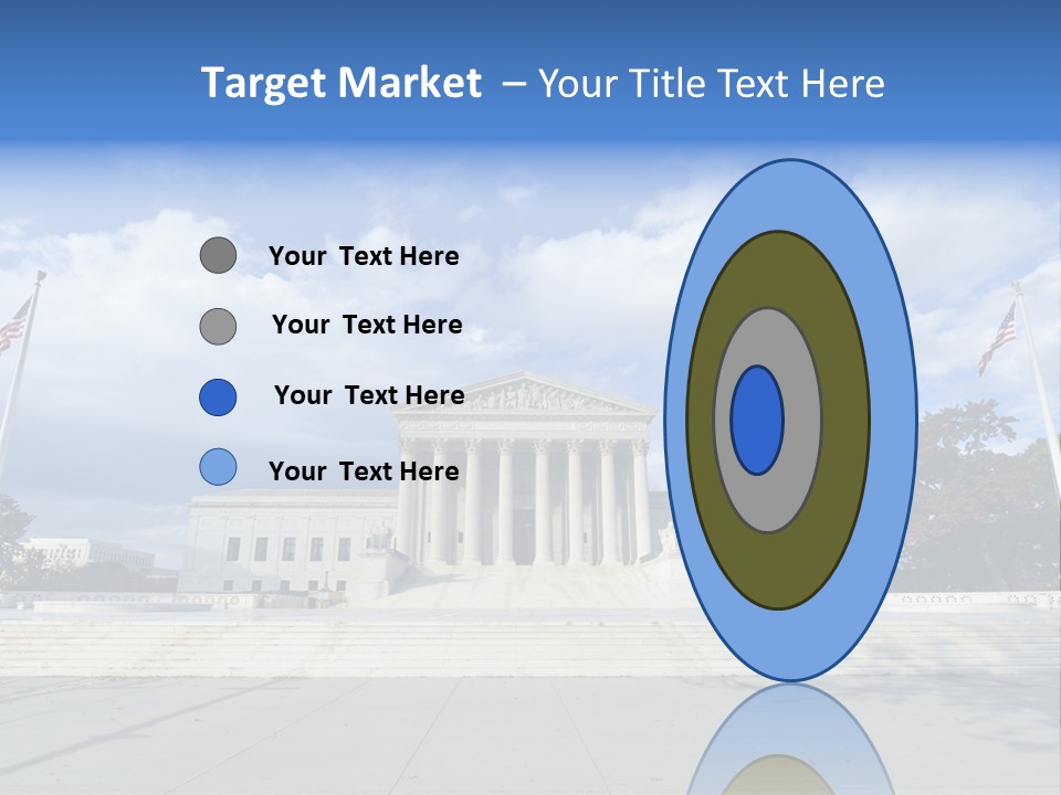 A Large Building With Columns And Flags In Front Of It PowerPoint Template