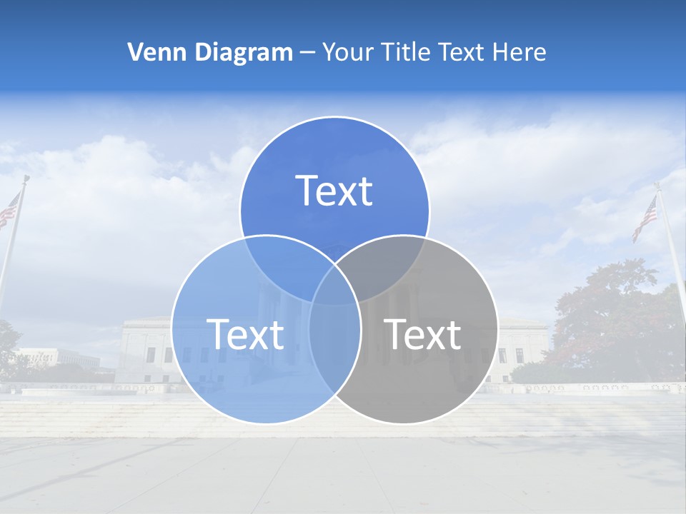 A Large Building With Columns And Flags In Front Of It PowerPoint Template