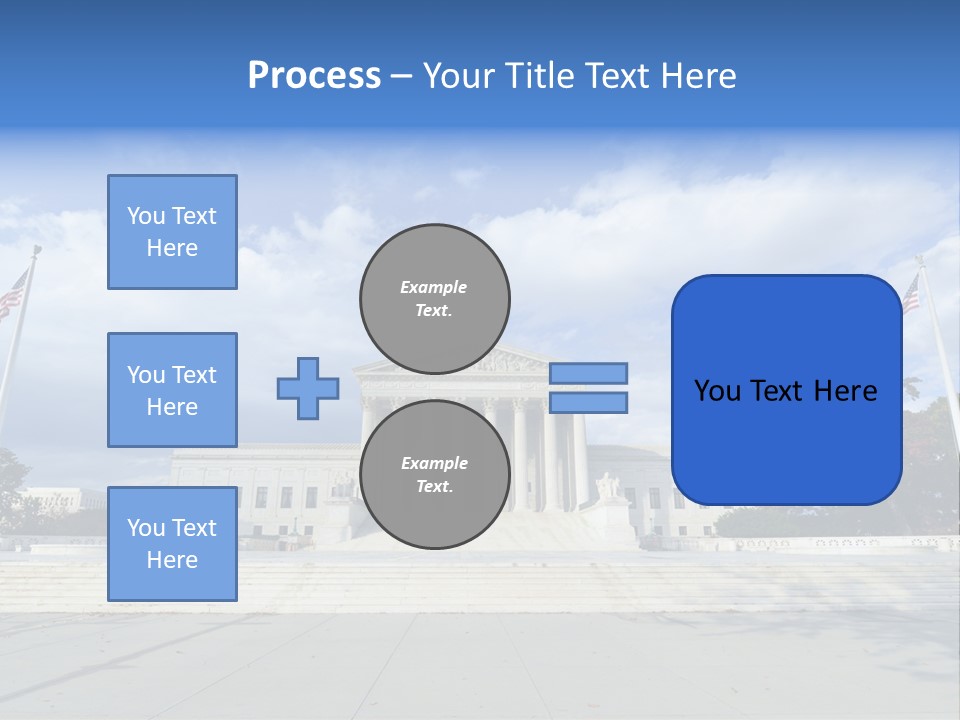 A Large Building With Columns And Flags In Front Of It PowerPoint Template