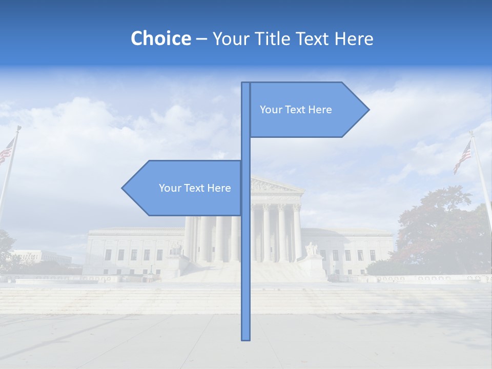 A Large Building With Columns And Flags In Front Of It PowerPoint Template