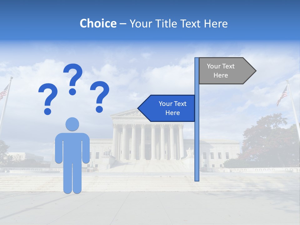 A Large Building With Columns And Flags In Front Of It PowerPoint Template