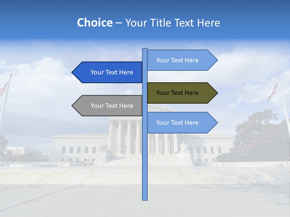 A Large Building With Columns And Flags In Front Of It PowerPoint Template