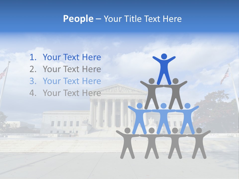 A Large Building With Columns And Flags In Front Of It PowerPoint Template