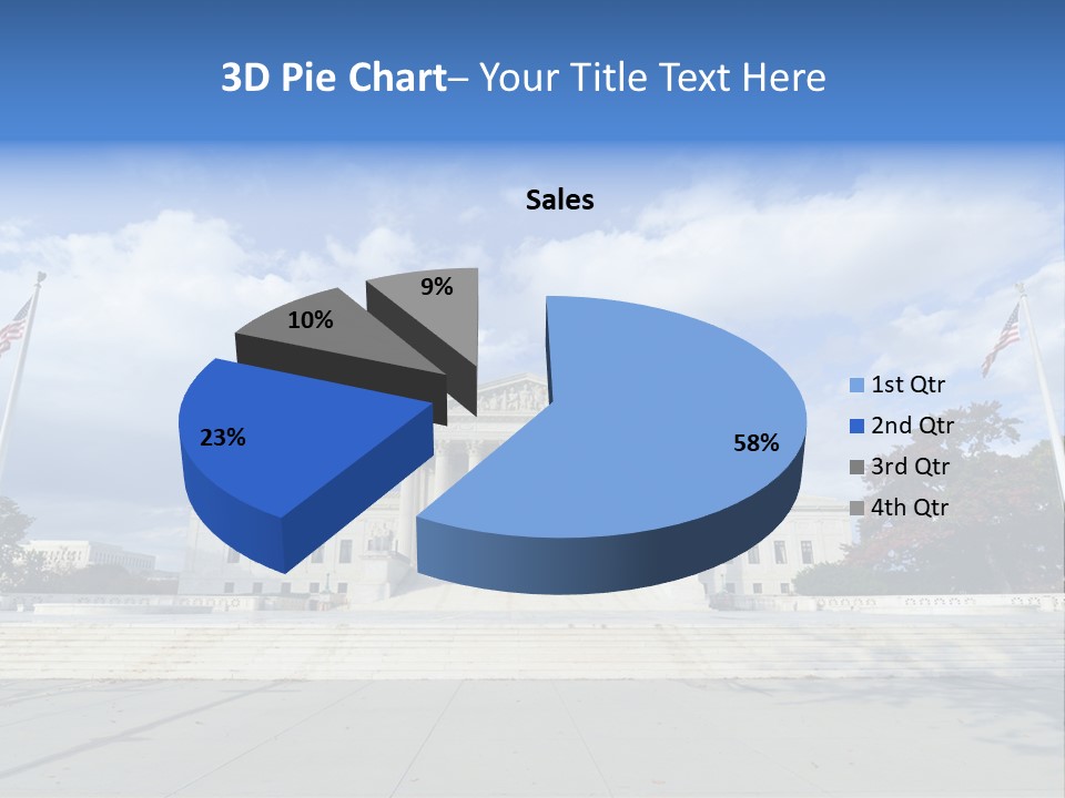 A Large Building With Columns And Flags In Front Of It PowerPoint Template