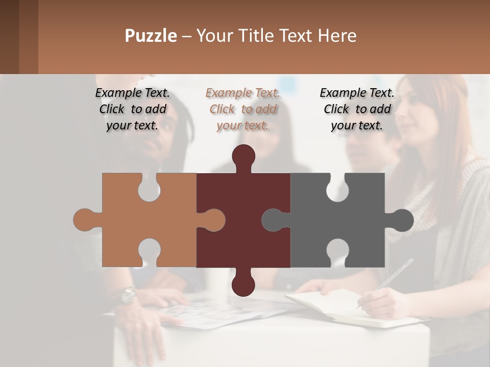A Group Of People Sitting Around A Table Talking PowerPoint Template
