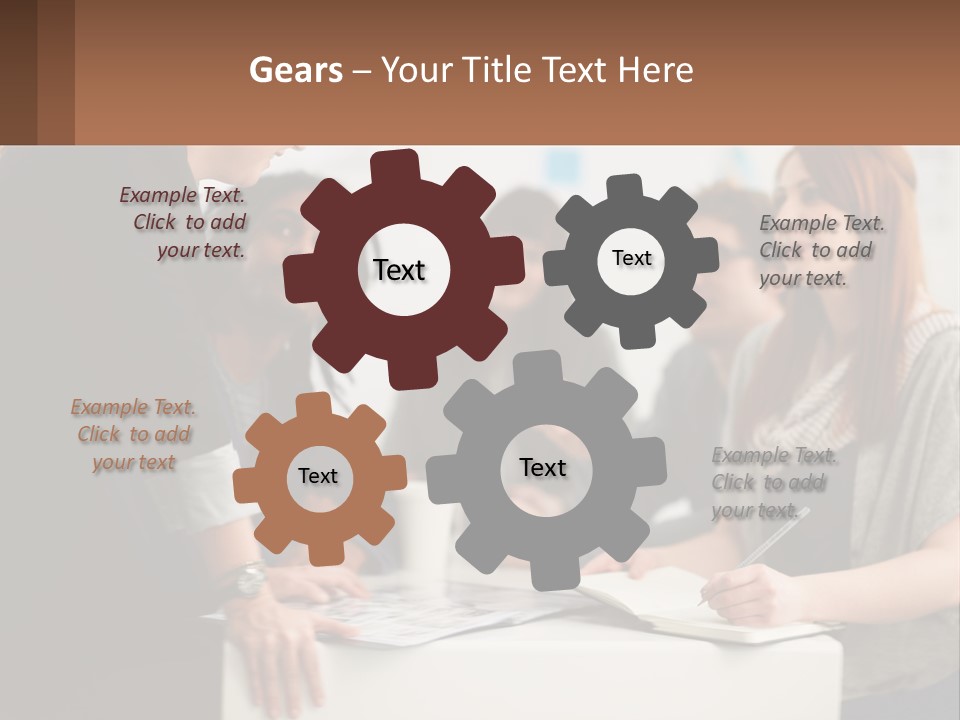 A Group Of People Sitting Around A Table Talking PowerPoint Template
