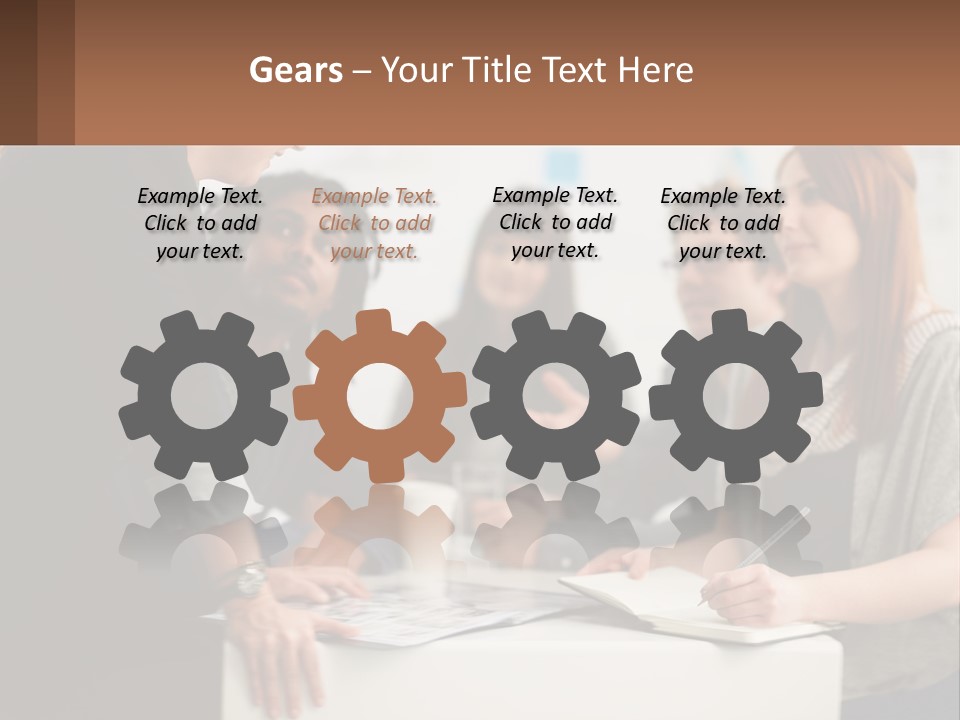 A Group Of People Sitting Around A Table Talking PowerPoint Template