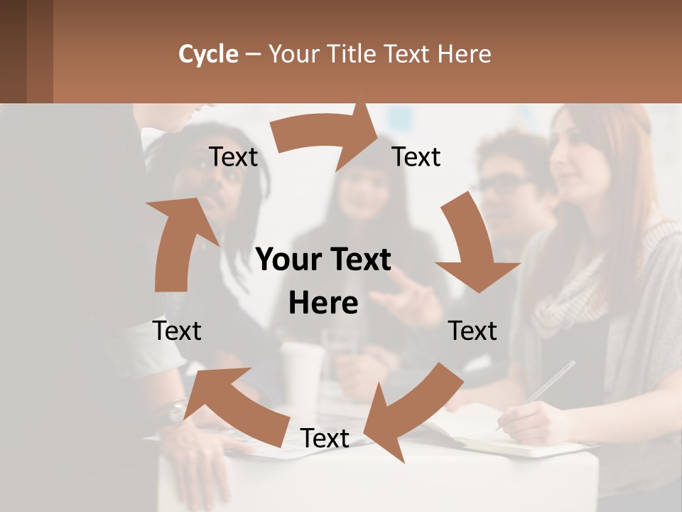 A Group Of People Sitting Around A Table Talking PowerPoint Template