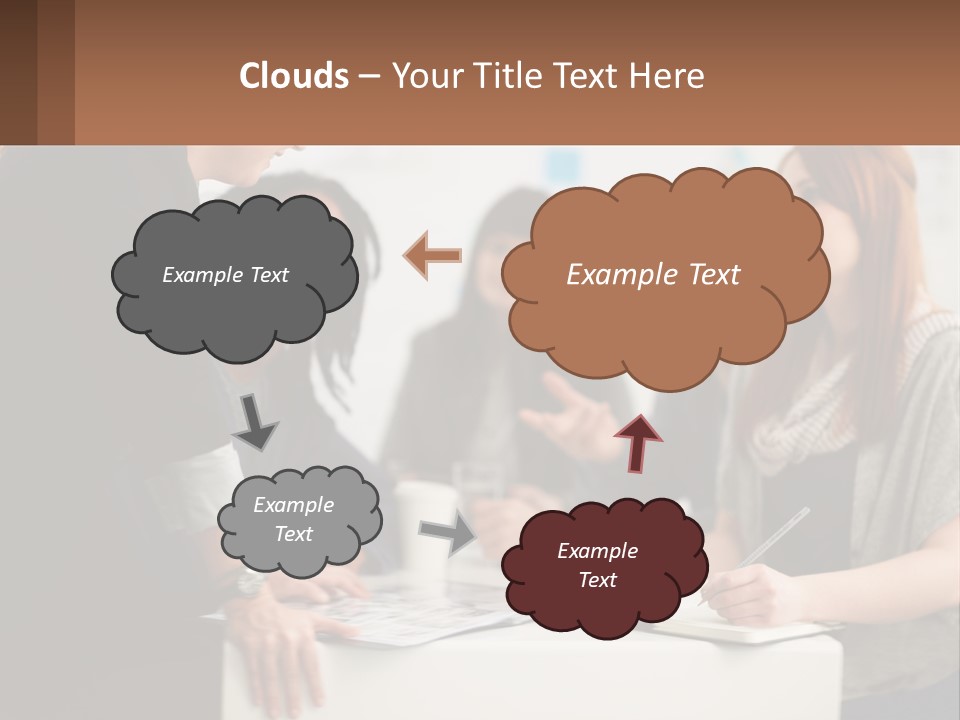 A Group Of People Sitting Around A Table Talking PowerPoint Template
