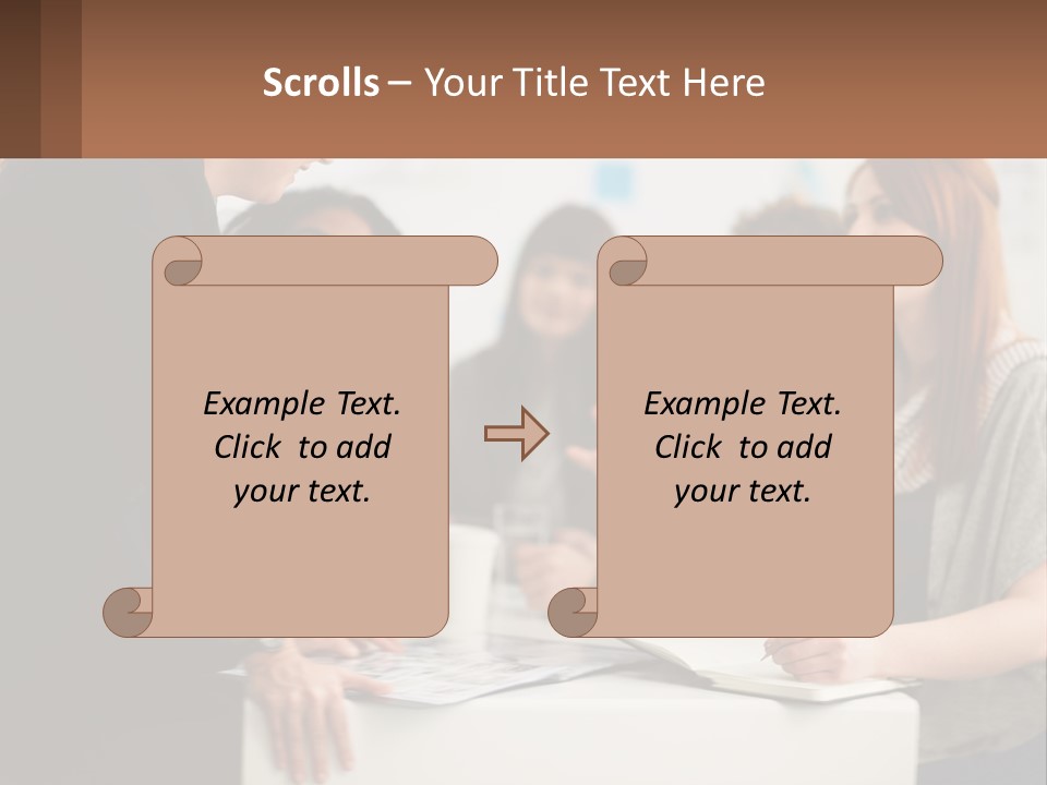 A Group Of People Sitting Around A Table Talking PowerPoint Template