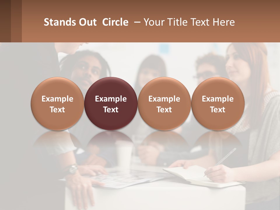 A Group Of People Sitting Around A Table Talking PowerPoint Template