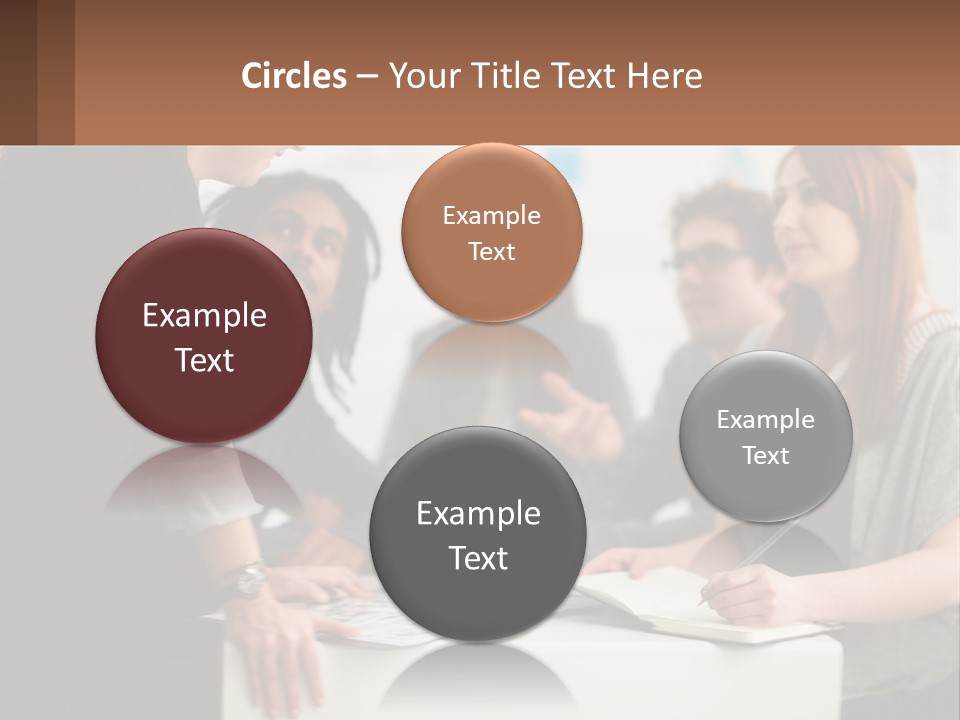A Group Of People Sitting Around A Table Talking PowerPoint Template