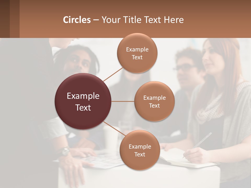 A Group Of People Sitting Around A Table Talking PowerPoint Template
