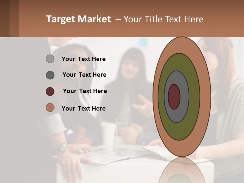 A Group Of People Sitting Around A Table Talking PowerPoint Template