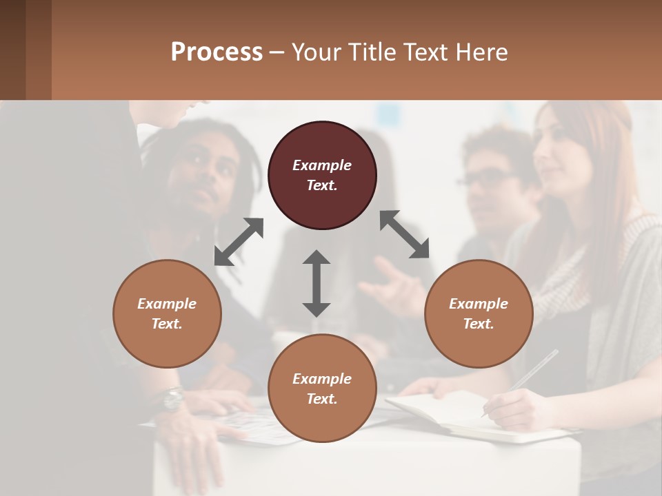 A Group Of People Sitting Around A Table Talking PowerPoint Template