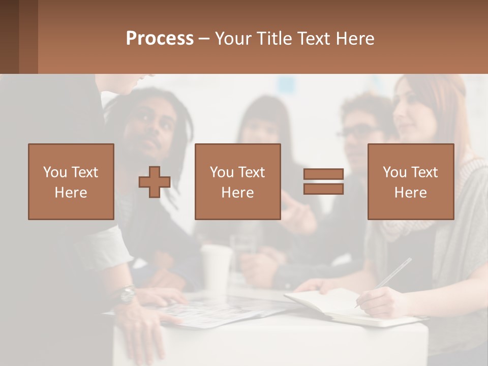 A Group Of People Sitting Around A Table Talking PowerPoint Template