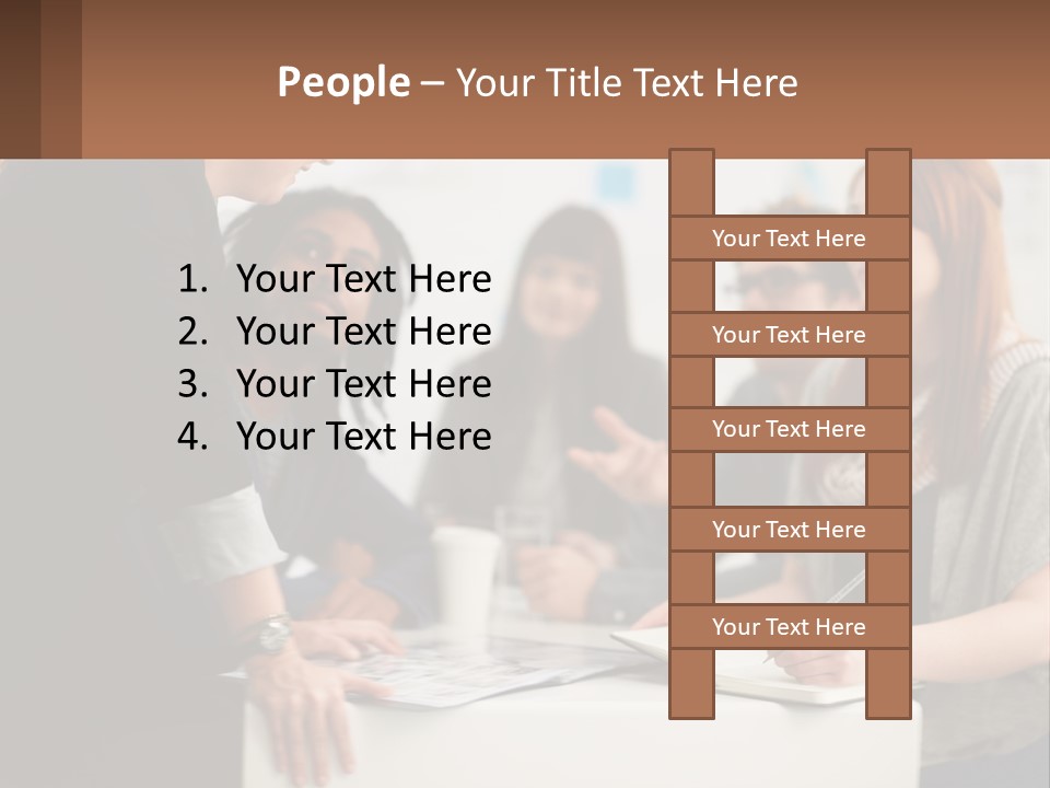 A Group Of People Sitting Around A Table Talking PowerPoint Template