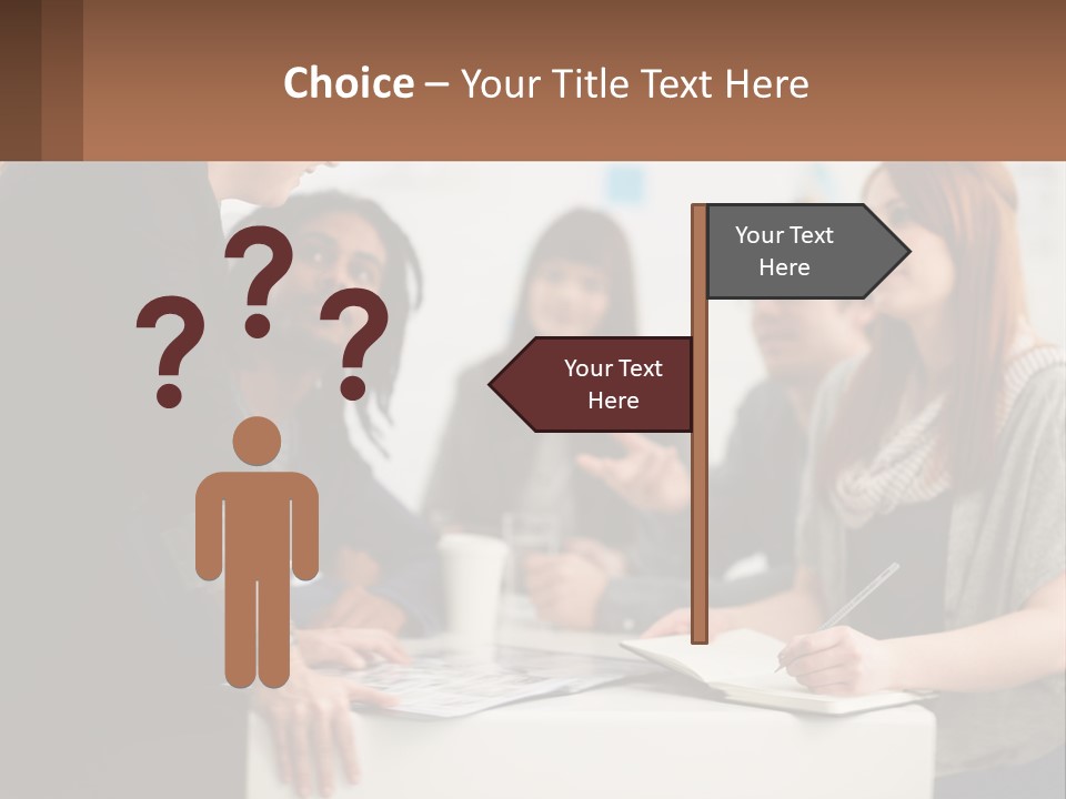 A Group Of People Sitting Around A Table Talking PowerPoint Template