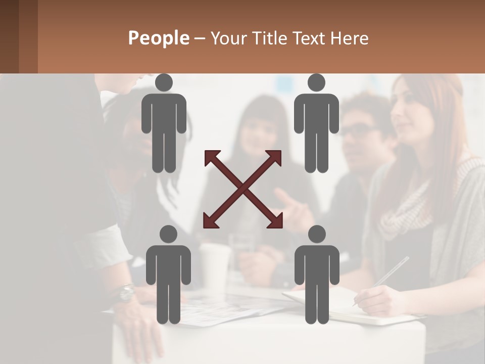 A Group Of People Sitting Around A Table Talking PowerPoint Template