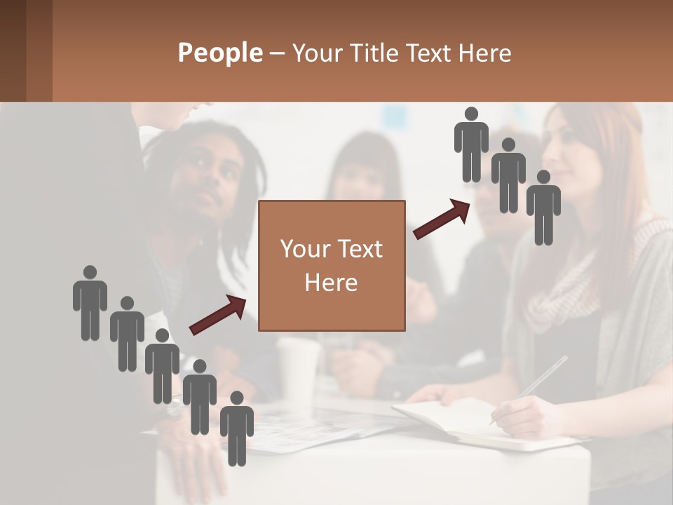A Group Of People Sitting Around A Table Talking PowerPoint Template