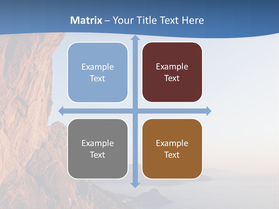 A Man Climbing Up A Cliff With The Ocean In The Background PowerPoint Template