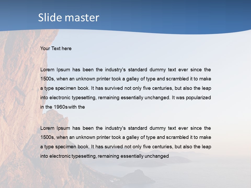 A Man Climbing Up A Cliff With The Ocean In The Background PowerPoint Template