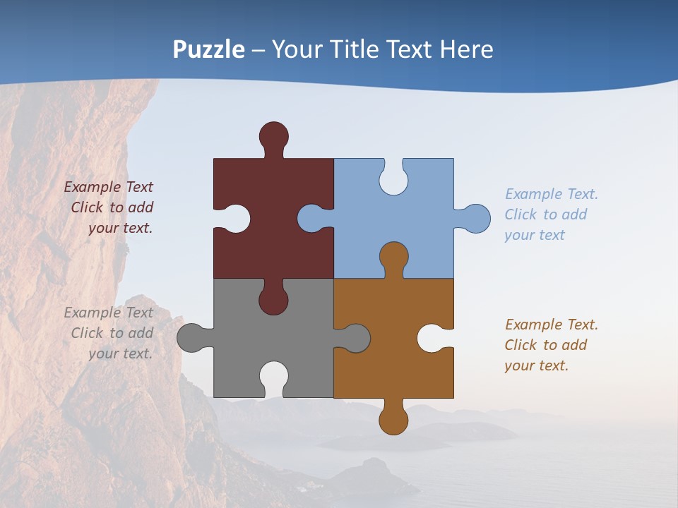 A Man Climbing Up A Cliff With The Ocean In The Background PowerPoint Template