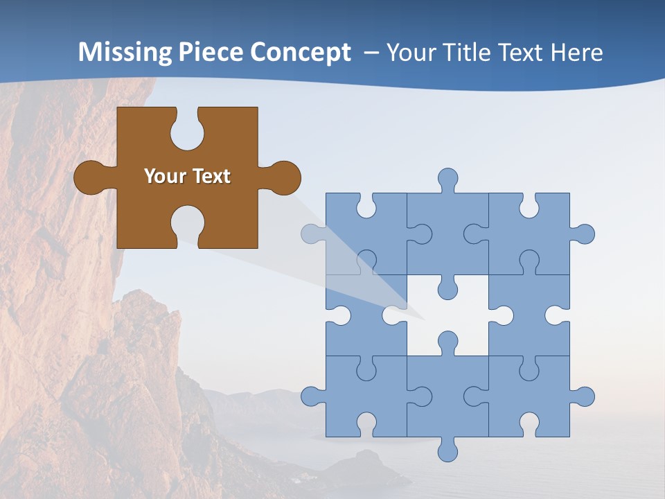 A Man Climbing Up A Cliff With The Ocean In The Background PowerPoint Template