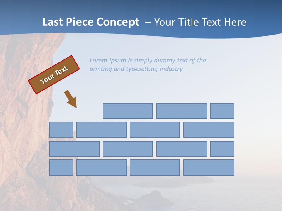 A Man Climbing Up A Cliff With The Ocean In The Background PowerPoint Template