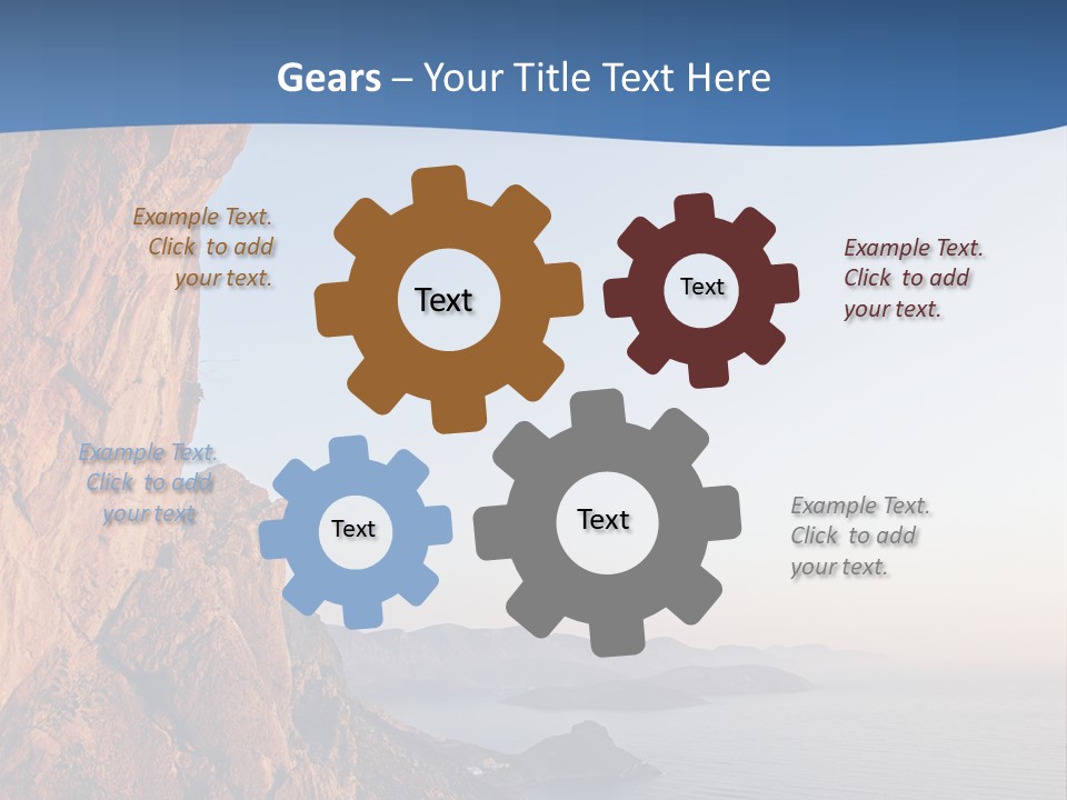 A Man Climbing Up A Cliff With The Ocean In The Background PowerPoint Template