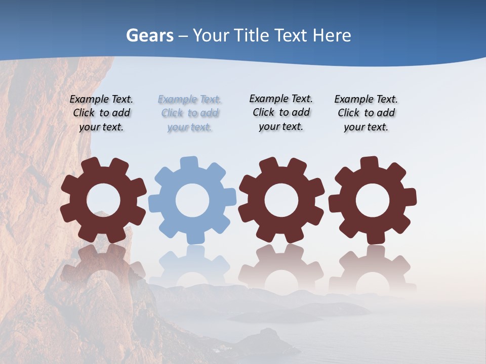 A Man Climbing Up A Cliff With The Ocean In The Background PowerPoint Template