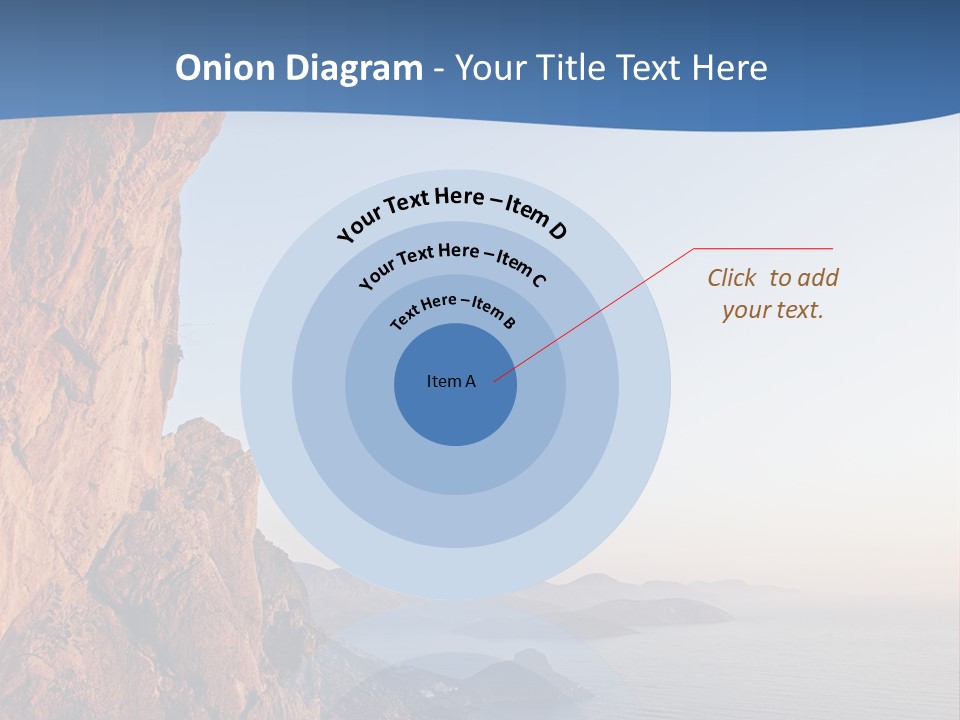 A Man Climbing Up A Cliff With The Ocean In The Background PowerPoint Template