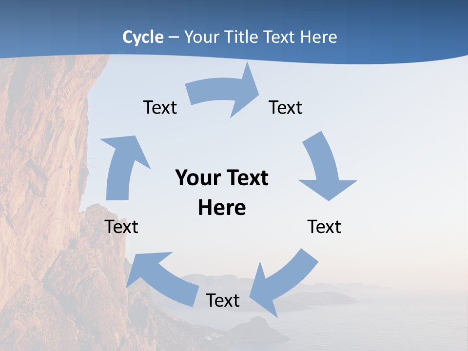 A Man Climbing Up A Cliff With The Ocean In The Background PowerPoint Template