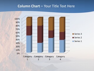 A Man Climbing Up A Cliff With The Ocean In The Background PowerPoint Template