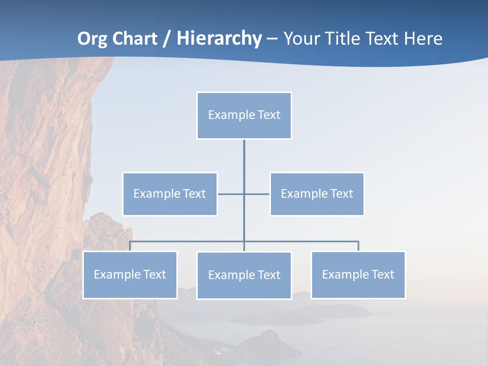 A Man Climbing Up A Cliff With The Ocean In The Background PowerPoint Template
