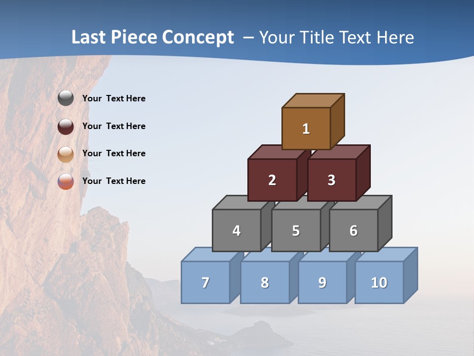 A Man Climbing Up A Cliff With The Ocean In The Background PowerPoint Template
