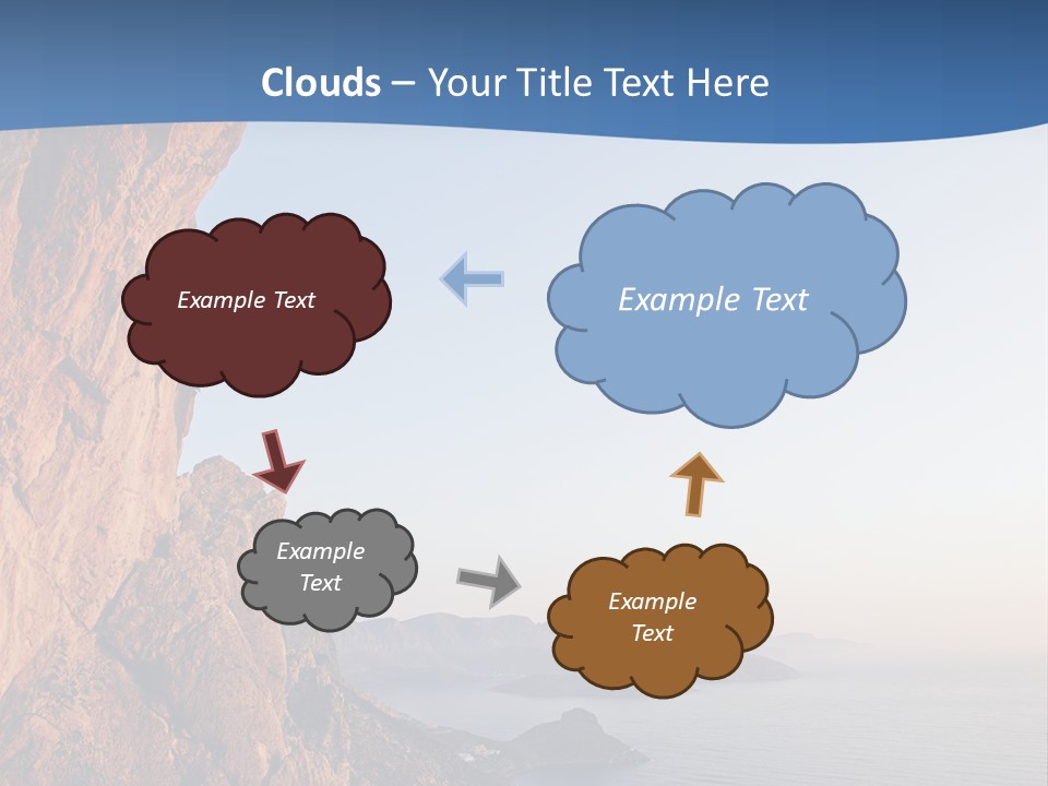 A Man Climbing Up A Cliff With The Ocean In The Background PowerPoint Template