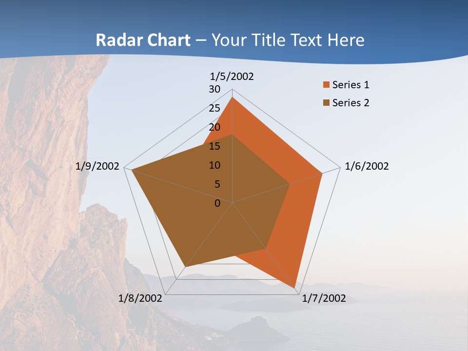 A Man Climbing Up A Cliff With The Ocean In The Background PowerPoint Template