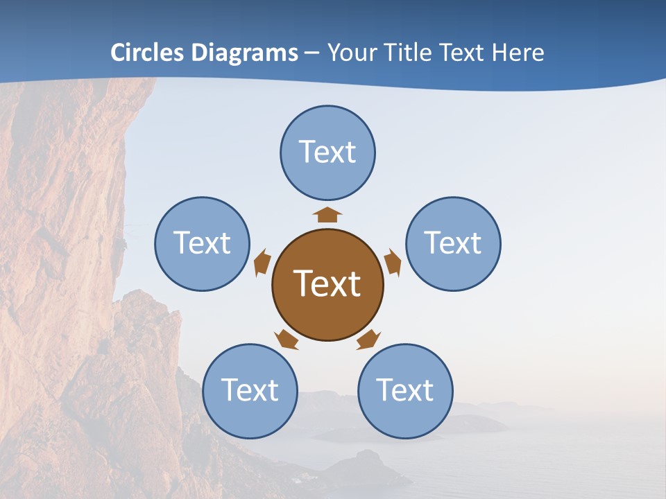 A Man Climbing Up A Cliff With The Ocean In The Background PowerPoint Template