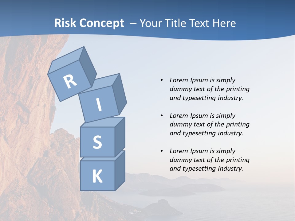 A Man Climbing Up A Cliff With The Ocean In The Background PowerPoint Template