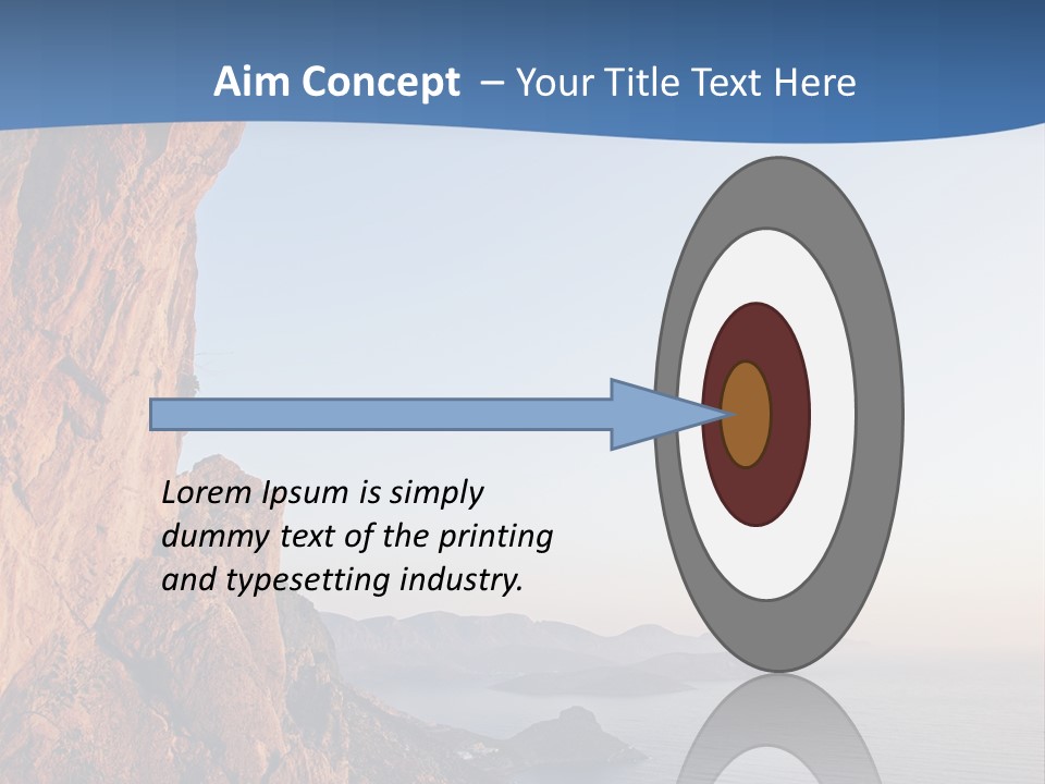 A Man Climbing Up A Cliff With The Ocean In The Background PowerPoint Template