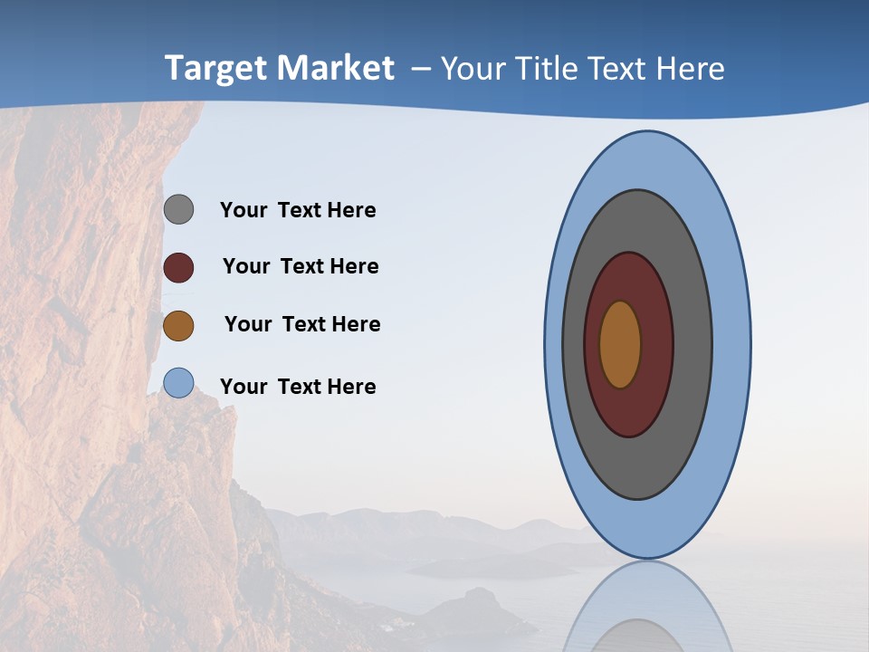 A Man Climbing Up A Cliff With The Ocean In The Background PowerPoint Template