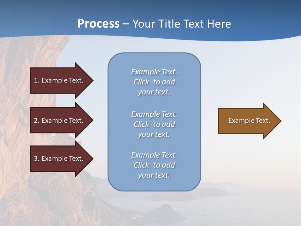 A Man Climbing Up A Cliff With The Ocean In The Background PowerPoint Template