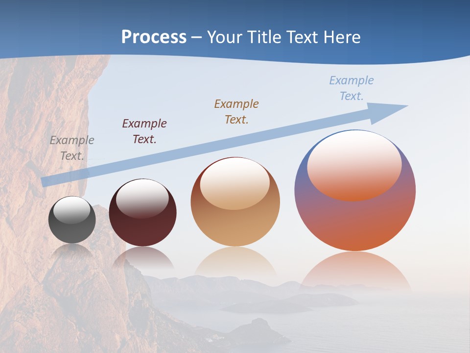 A Man Climbing Up A Cliff With The Ocean In The Background PowerPoint Template