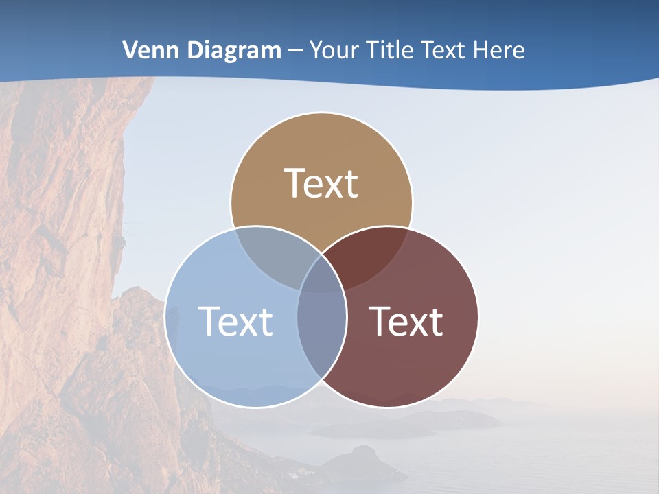 A Man Climbing Up A Cliff With The Ocean In The Background PowerPoint Template
