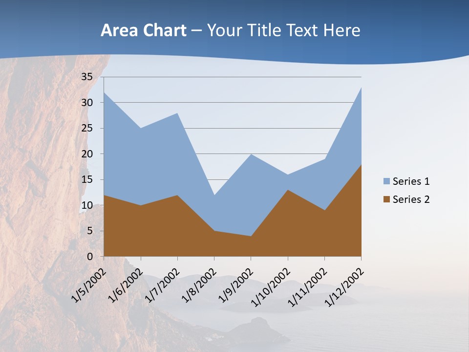 A Man Climbing Up A Cliff With The Ocean In The Background PowerPoint Template