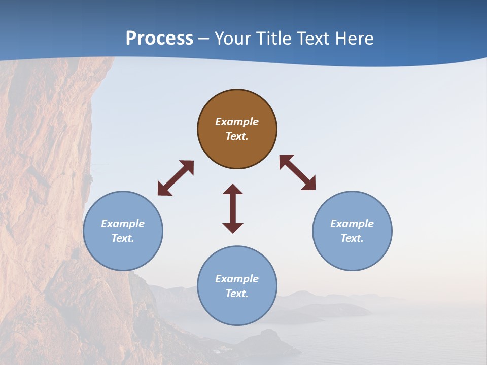 A Man Climbing Up A Cliff With The Ocean In The Background PowerPoint Template